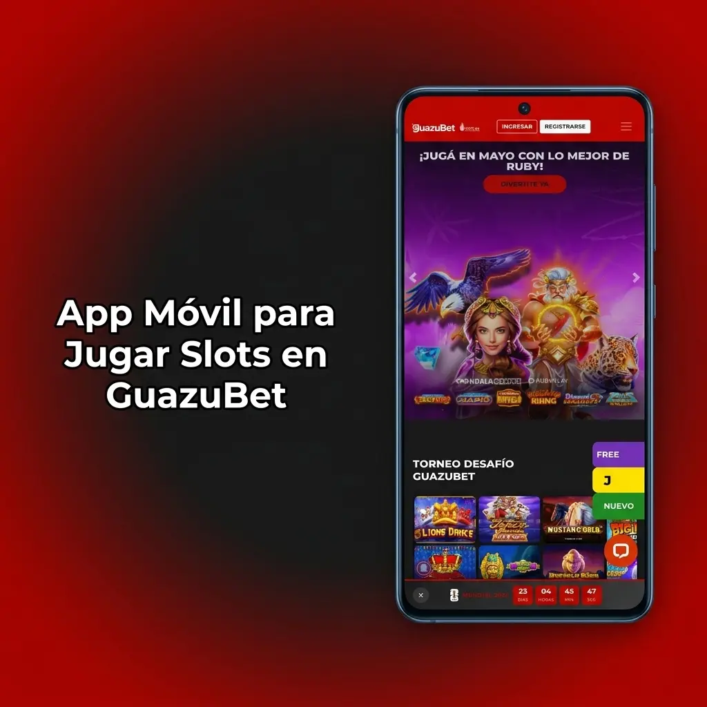 App móvil GuazuBet con acceso a slots, instalación APK e iOS y jugabilidad nativa en pantalla táctil